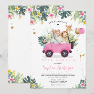 Safari Dieren rijden door Baby shower Greenery Gol Kaart