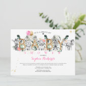 Safari Dieren rijden door Baby shower Greenery Gol Kaart (Staand voorkant)