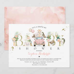 Safari Dieren rijden door Baby shower Greenery Gol Kaart