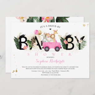 Safari Dieren rijden door Baby shower Greenery Gol Kaart