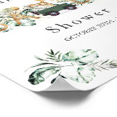 Safari Dieren rijden door Baby shower Greenery Gol Poster (Hoek)