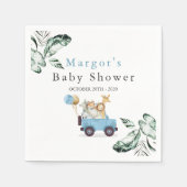 Safari Dieren rijden door Baby shower Greenery Gol Servet (Voorkant)