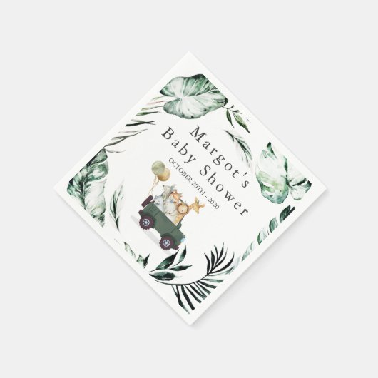 Safari Dieren rijden door Baby shower Greenery Gol Servet (Hoek)
