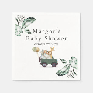Safari Dieren rijden door Baby shower Greenery Gol Servet