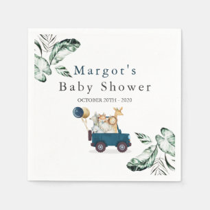 Safari Dieren rijden door Baby shower Greenery Gol Servet