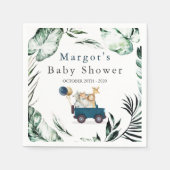 Safari Dieren rijden door Baby shower Greenery Gol Servet (Voorkant)
