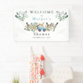 Safari Dieren rijden door Baby shower Greenery Gol Spandoek (Insitu)