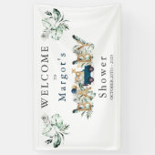 Safari Dieren rijden door Baby shower Greenery Gol Spandoek (Verticaal)