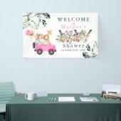 Safari Dieren rijden door Baby shower Greenery Gol Spandoek (Beurs)