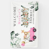 Safari Dieren rijden door Baby shower Greenery Gol Spandoek (Verticaal)
