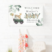 Safari Dieren rijden door Baby shower Greenery Gol Spandoek (Insitu)