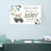 Safari Dieren rijden door Baby shower Greenery Gol Spandoek (Beurs)