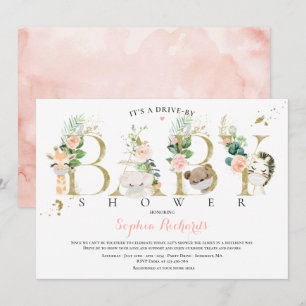 Safari Dieren rijden door Baby shower Greenery Pin Kaart