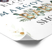 Safari Dieren rijden door Baby shower Greenery Poster (Hoek)