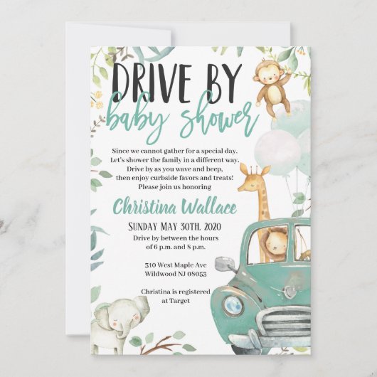 Safari Dieren rijden op babyschoeisel Kaart (Voorkant)