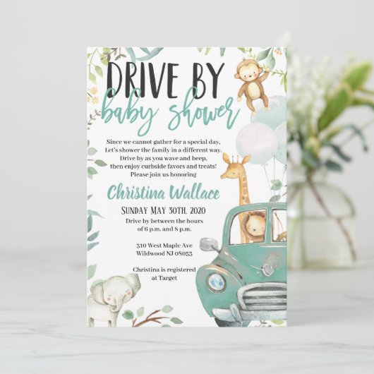 Safari Dieren rijden op babyschoeisel Kaart (Staand voorkant)