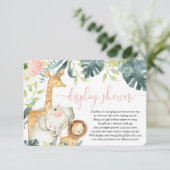 Safari dieren roze groen display douche informatiekaartje (Staand voorkant)