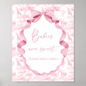 Safari Dieren Roze Toile de Jouy Baby's zijn zoet Poster (Voorkant)