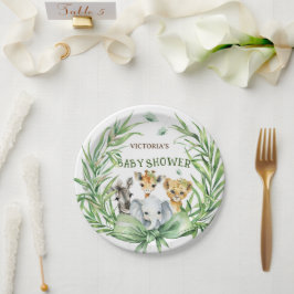 Safari Dieren Schattige Boog Baby shower Papieren Bordje