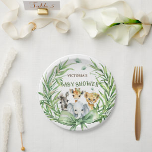 Safari Dieren Schattige Boog Baby shower Papieren Bordje