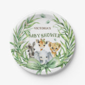Safari Dieren Schattige Boog Baby shower Papieren Bordje (Voorkant)