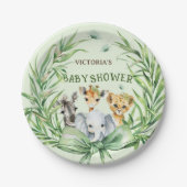 Safari Dieren Schattige Boog Baby shower Papieren Bordje (Voorkant)