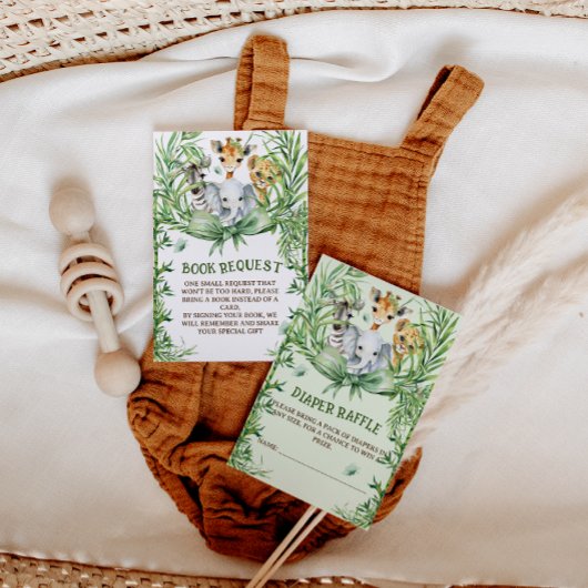 Safari Dieren Schattige Bow Baby shower boeken voo Informatiekaartje