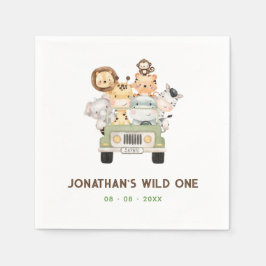 Safari Dieren Servetten - Jongen 1e Wild Een Verja