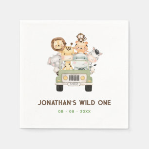 Safari Dieren Servetten - Jongen 1e Wild Een Verja