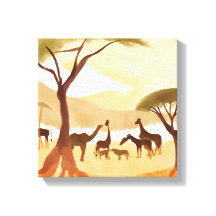 Safari Dieren | Silhouette Natuur Aquarel