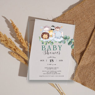 Safari Dieren Spaanse Baby Shower Jungle Acryl Uitnodigingen