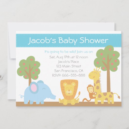 Safari Dieren thema Baby shower Invite Kaart (Voorkant)