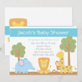 Safari Dieren thema Baby shower Invite Kaart (Voorkant / Achterkant)