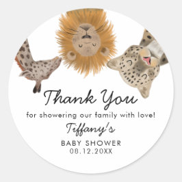 Safari Dieren Thema Baby shower Ronde Sticker