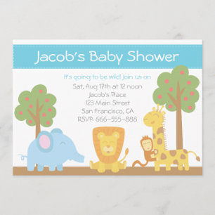 Safari Dieren Thema Baby Shower Uitnodiging