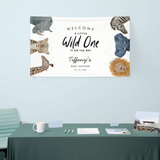 Safari Dieren Thema Baby shower Welkom Spandoek (Beurs)