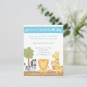 Safari Dieren thema eerste verjaardag Kaart (Staand voorkant)