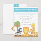 Safari Dieren thema eerste verjaardag Kaart (Voorkant / Achterkant)