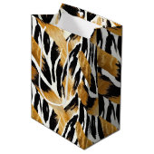 Safari Dieren thema Goud en Zwart Medium Cadeauzakje (Voorkant Gekanteld)