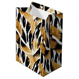 Safari Dieren thema Goud en Zwart Medium Cadeauzakje