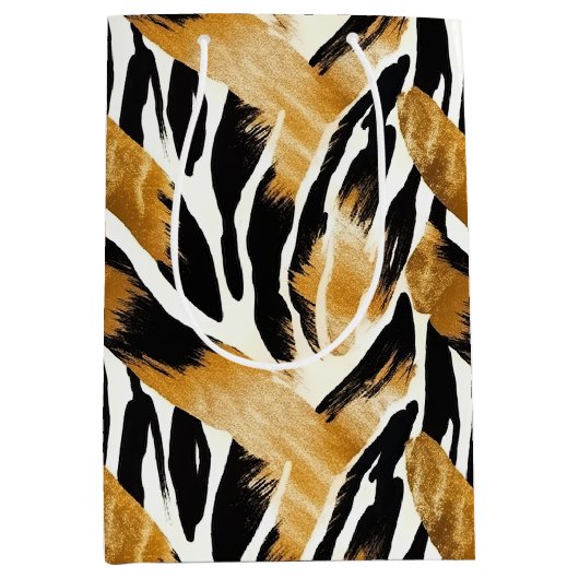 Safari Dieren thema Goud en Zwart Medium Cadeauzakje (Voorkant)
