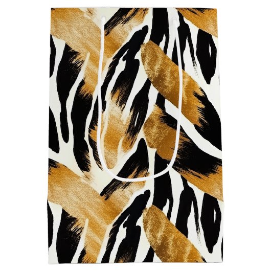 Safari Dieren thema Goud en Zwart Medium Cadeauzakje (Achterkant)