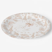 Safari dieren Toile de Jouy Baby shower Boho Papieren Bordje (Gekanteld)