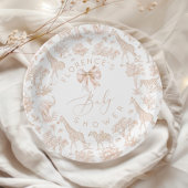 Safari dieren Toile de Jouy Baby shower Boho Papieren Bordje