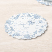 Safari dieren Toile de Jouy Baby shower Kartonnen Onderzetters (Gekanteld)