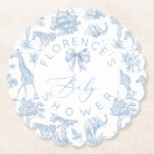 Safari dieren Toile de Jouy Baby shower Kartonnen Onderzetters (Voorkant)