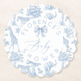 Safari dieren Toile de Jouy Baby shower Kartonnen Onderzetters