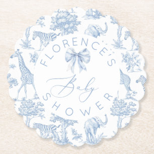 Safari dieren Toile de Jouy Baby shower Kartonnen Onderzetters