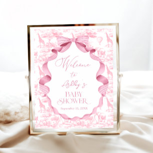 Safari Dieren Toile de Jouy Baby Shower Welkom Poster