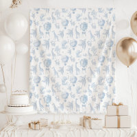 Safari dieren Toile de Jouy blauw baby shower